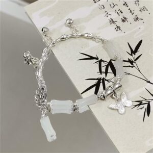 White bamboo butterfly bell bracelet