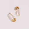 Wholesale 1 Pair Lady Paper Clip Imitation Pearl Titanium Steel Plating Earrings