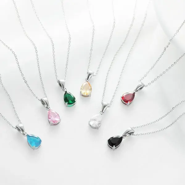 PVD Coated 18K Gold Platinum Real Gold Plated Water Droplets 304 Stainless Steel Fashion Waterproof Non Tarnish 304 Stainless Steel Necklace