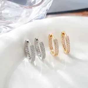 Wholesale S925 Silver Needle Europe And The United States High Sense Of Light Luxury Commuting Zircon Ear Buckle Female Full Of Drill Wind Jewelry Wholesale