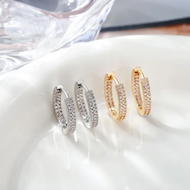 Wholesale S925 Silver Needle Europe And The United States High Sense Of Light Luxury Commuting Zircon Ear Buckle Female Full Of Drill Wind Jewelry Who