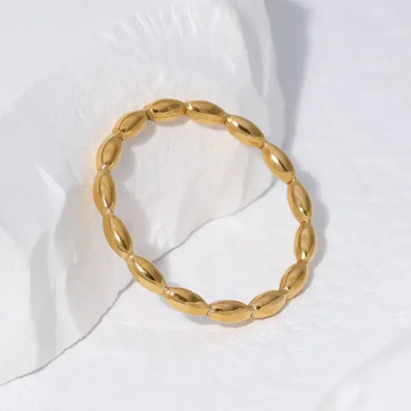 Wholesale PVD Coated Real Gold Plated Solid Color Stainless Steel Sweet Waterproof Non Tarnish Rings
