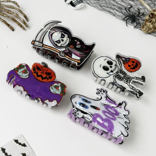 Wholesale New Halloween claw clip ghost skull hair clip funny pumpkin head ghost hand shark clip cross-border festival headdress