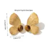 Wholesale 1 Pair Retro Geometric Flower Butterfly Plating Inlay Titanium Steel Tiger Eye 18K Gold Plated Ear Studs