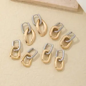 PVD Coated Gold Plated Silver Plated Geometric Oval 304 Stainless Steel Titanium Steel Elegant Hip-Hop Vintage Style Waterproof Non Tarnish Drop Earrings