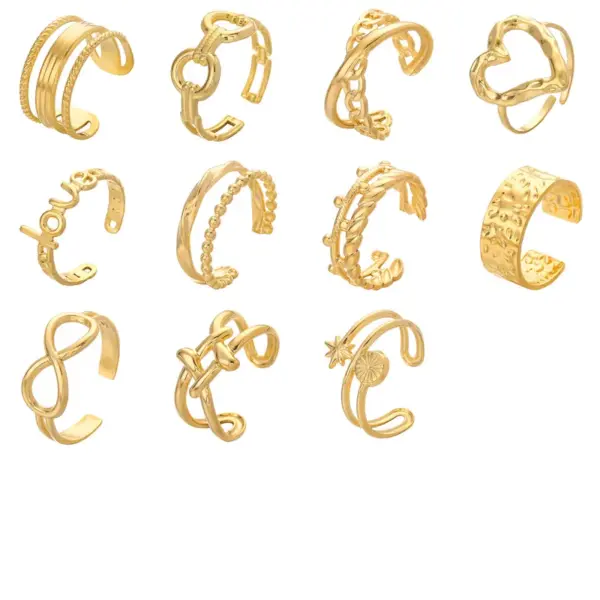 Simple Style Star Heart Shape Stainless Steel Plating Open Ring 1 Piece