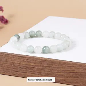Natural Ice Mountain Jade (Tianshan Jade) Bracelet / Diameter 8.1-8.8mm (about 21-23 Pieces)
