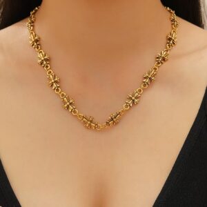 05 antique gold necklace, 18 links, 5197 (star pattern)