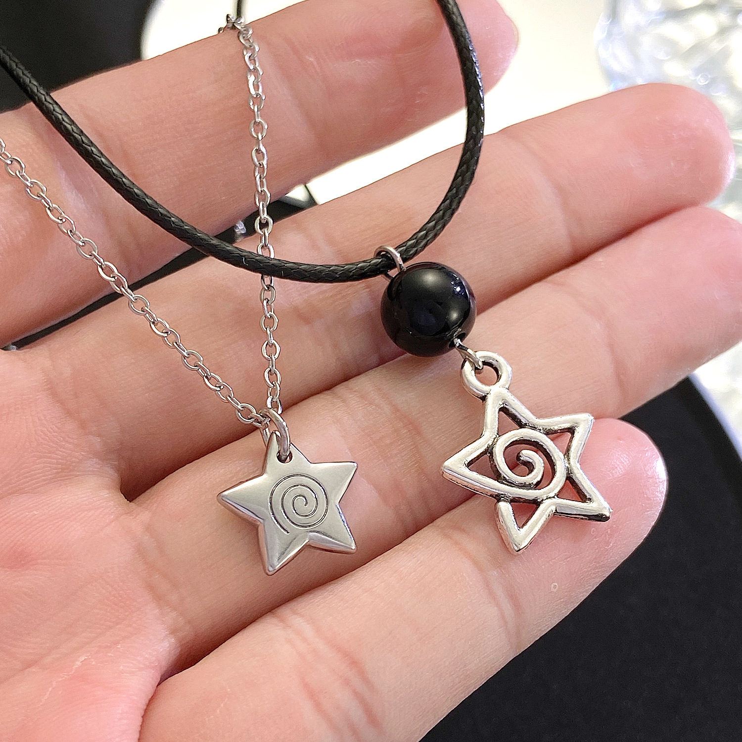 Wholesale European and American cross-border jewelry sweet cool five-inted star vortex necklace ins simple star tassel spiral pattern clavicle chain
