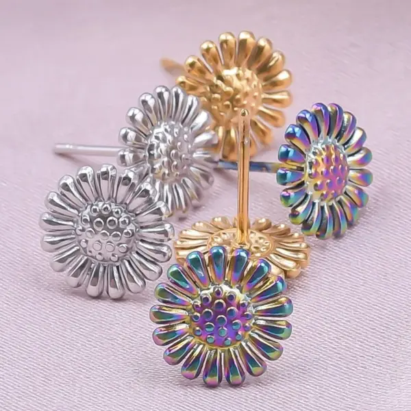 Wholesale PVD Coated Real Gold Plated 18K Gold Flower Butterfly 304 Stainless Steel Simple Style Waterproof Non Tarnish Ear Studs