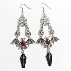 oly-8e080824605b546376d6f41ed0ac46e9 Wholesale European and American Retro Hip Hop Punk Gothic Style Bat Vampire Earrings Creative Fashion Niche Halloween Earrings