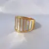 Wholesale Exaggerated Simple Style Rectangle Titanium Steel Shell Wide Band Ring In Bulk