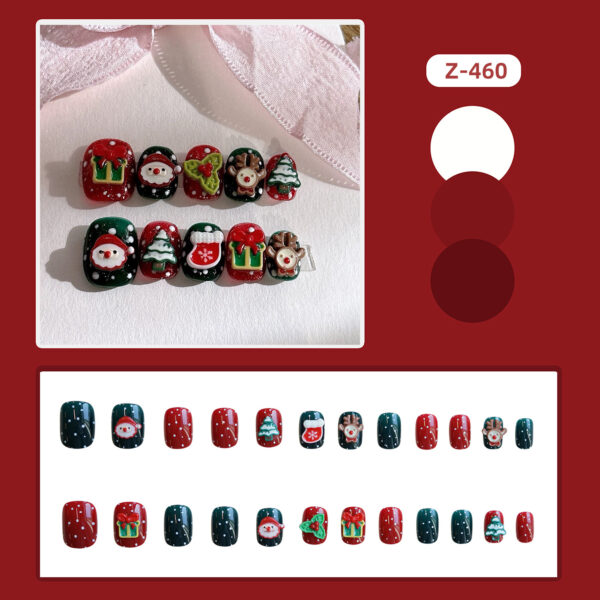 Wholesale Z-460 Merry Christmas Fake Nails Christmas Cross-border 24 Finished Wear Nail Nail Nails