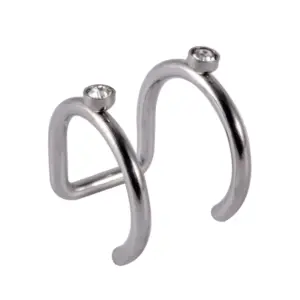 White Diamond Steel Double-Layer Ear Clip 1.2x8mm