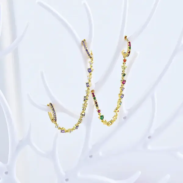 Wholesale Streetwear Geometric Patchwork Copper Artificial Gemstones Earrings