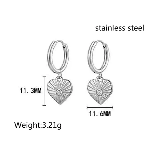Wholesale PVD Coated Real Gold Plated 18K Gold Heart Shape 304 Stainless Steel Hip-Hop Retro Waterproof Non Tarnish Drop Earrings