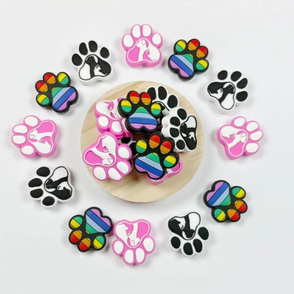 Wholesale Amazon's Best-selling Dog Paw Series Cartoon Burnt Beads Handmade DIY Silicone Loose Beads Factory