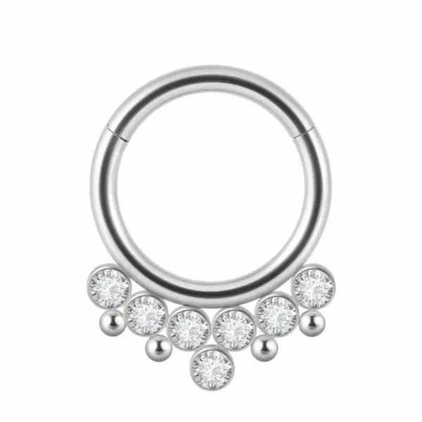 Wholesale 1 Piece Nose Rings & Studs Hip-Hop Round 304 Stainless Steel Rhinestone Copper Plating Rhinestones Zircon Nose Pin