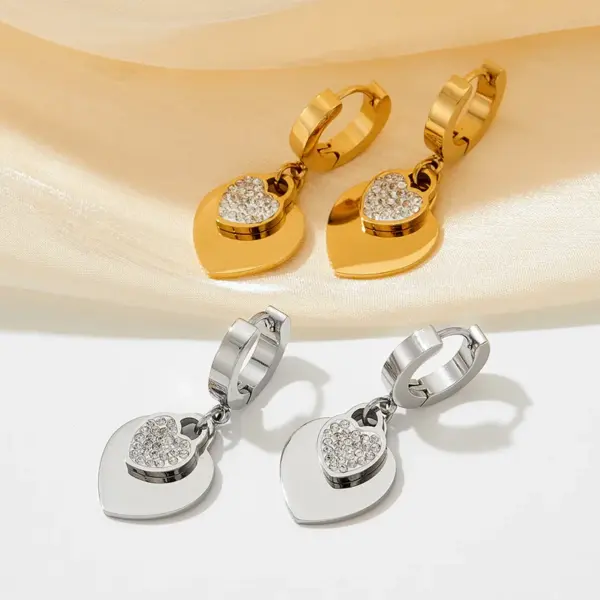 Wholesale Fashion Heart Shape Stainless Steel Titanium Steel Plating Inlay Zircon Bracelets Earrings Necklace