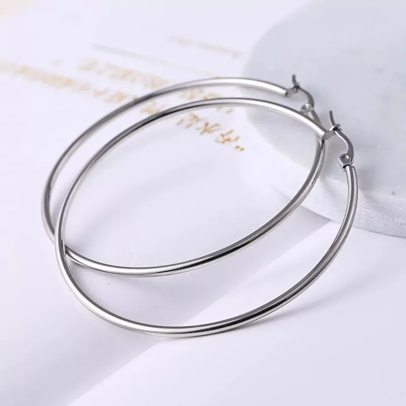Wholesale 1 Pair Round Plating 201 Stainless Steel Stainless Steel Earrings