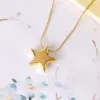 Wholesale 304 Stainless Steel Star PVD Coated 18K Real Gold Plated Simple Style Waterproof Non Tarnish Plating Pendant Necklace