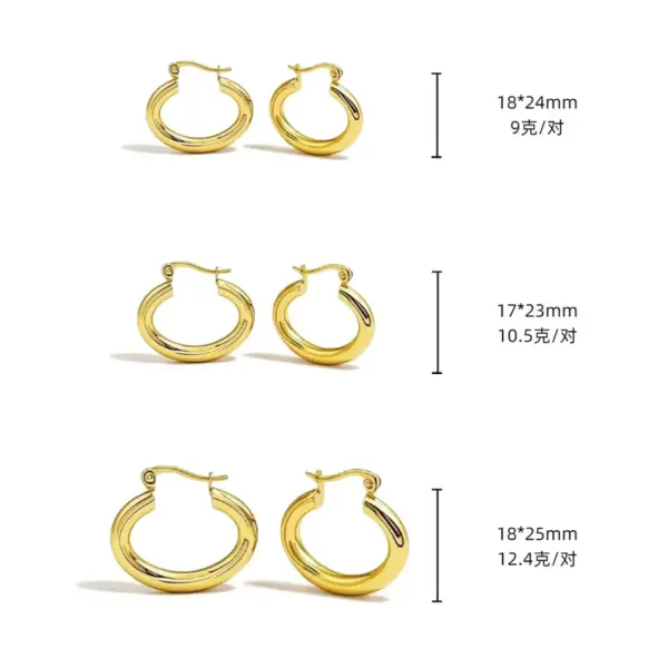 Wholesale Titanium Steel Geometric Earrings For Women Non-Fading Autumn Winter Jewelry Golden Color Stainless Steel Post Back