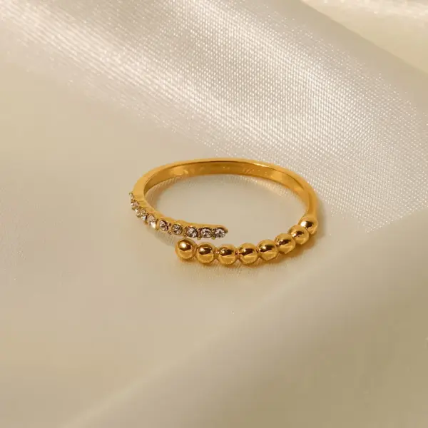 PVD Coated Real Gold Plated Geometric 316 Stainless Steel Fashion Waterproof Non Tarnish Open Ring