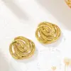 Wholesale 1 Pair Casual Vacation Irregular Geometric Curve Hollow Out 304 Stainless Steel Imitation Gold Electroplating Ear Studs