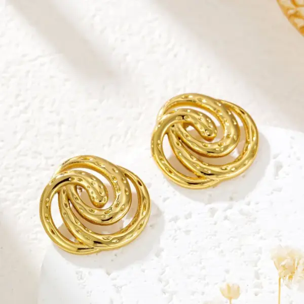 Wholesale 1 Pair Casual Vacation Irregular Geometric Curve Hollow Out 304 Stainless Steel Imitation Gold Electroplating Ear Studs