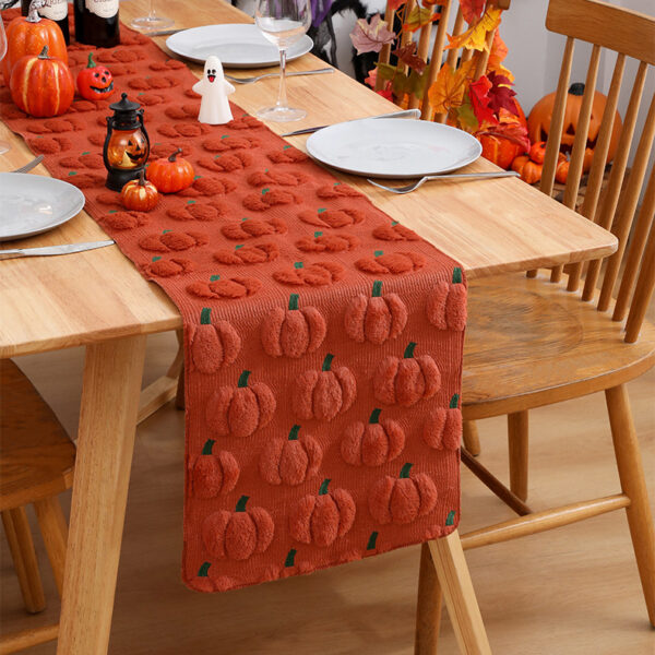 Wholesale Halloween Pumpkin Embroidered 3D Table Runner, Xu'ai Tablecloth, Party Decoration Tablecloth