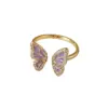Wholesale Fashion Butterfly Copper Inlay Pearl Zircon Rings 1 Piece