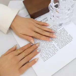 A361-Golden Three-Layer Split Ring Opening Adjustable / No. 7 Opening Adjustable