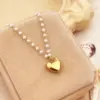 Wholesale PVD Coated Real Gold Plated 18K Gold Heart Shape 304 Stainless Steel Casual Elegant Waterproof Non Tarnish 201 Stainless Steel Pendant Necklace