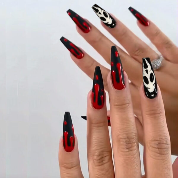 Wholesale Halloween bloody ghost nail art patches wearable nail tips