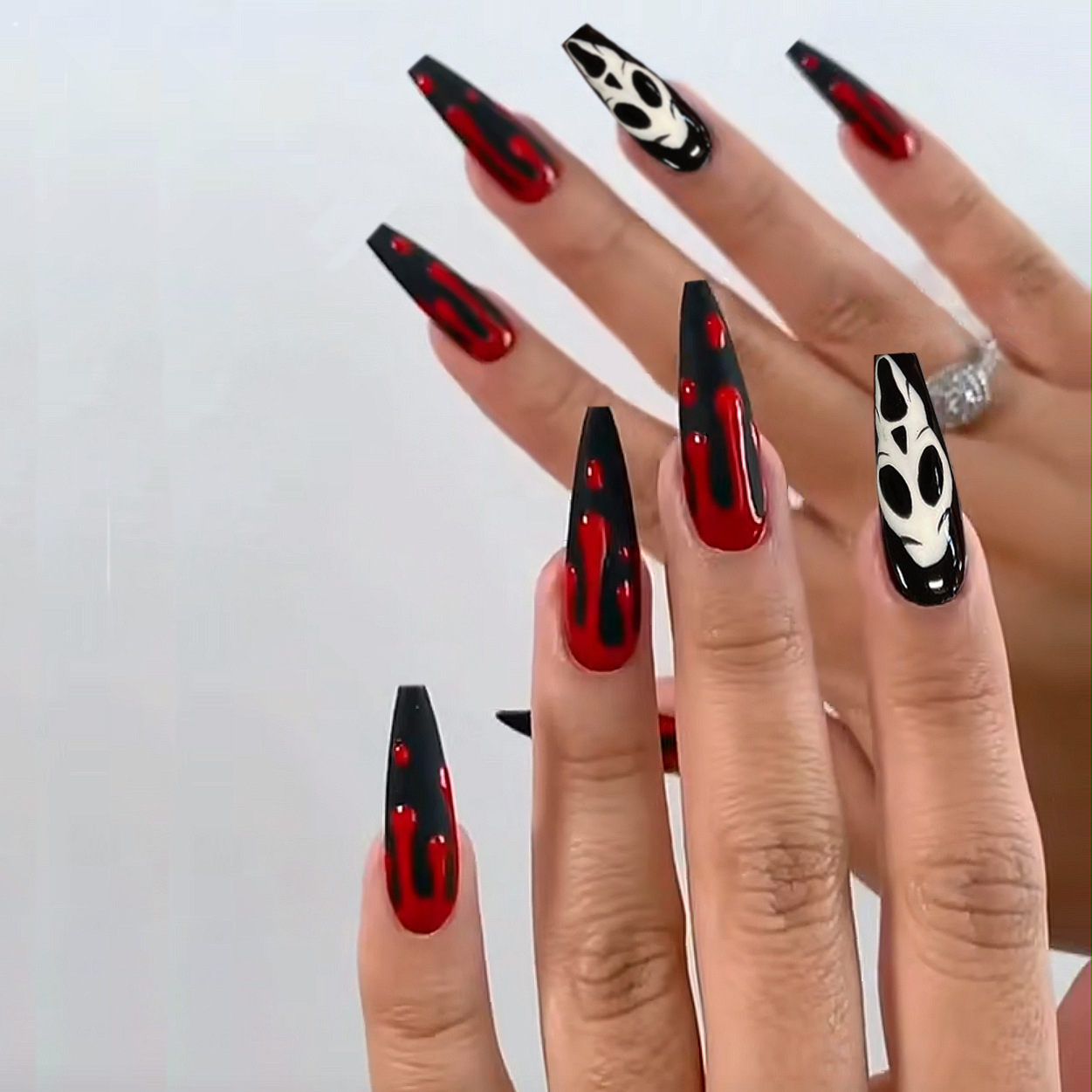 Wholesale bloody ghost nail art patches wearable nail tips