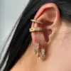 Wholesale 1 Pair Simple Style Solid Color Inlay Titanium Steel Zircon Earrings
