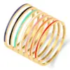 PVD Coated Real Gold Plated 18K Gold Solid Color Stainless Steel Streetwear Waterproof Non Tarnish Titanium Steel Bangle