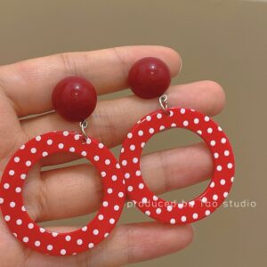 Red head red wave dot silver needle