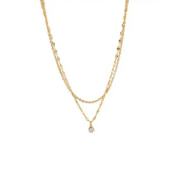 Wholesale PVD Coated Real Gold Plated Round 304 Stainless Steel IG Style Simple Style Waterproof Non Tarnish 304 Stainless Steel Layered Necklaces