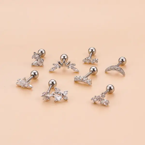 1 Piece Ear Cartilage Rings & Studs Fashion Butterfly 316L Stainless Steel Copper Plating Inlay Zircon