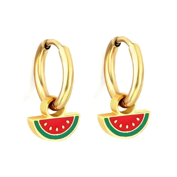 Wholesale 1 Pair Sweet Simple Style Fruit Stainless Steel Fruit Plating Drop Earrings