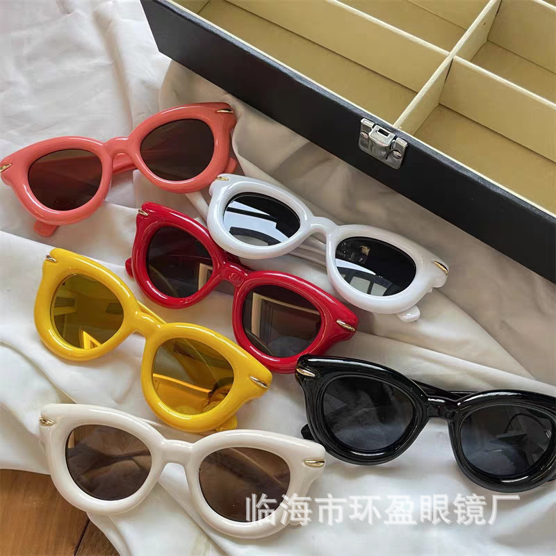 Wholesale Yang Mi Same Style Sunglasses Women's Fashionable European and American Iatable Sunglasses Round Cute Red Personalized Big Frame Glasses for