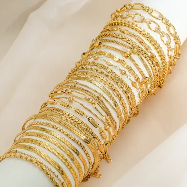 Wholesale Simple Style Geometric 304 Stainless Steel Paperclip Chain Snake Chain Chain Bracelet In Bulk