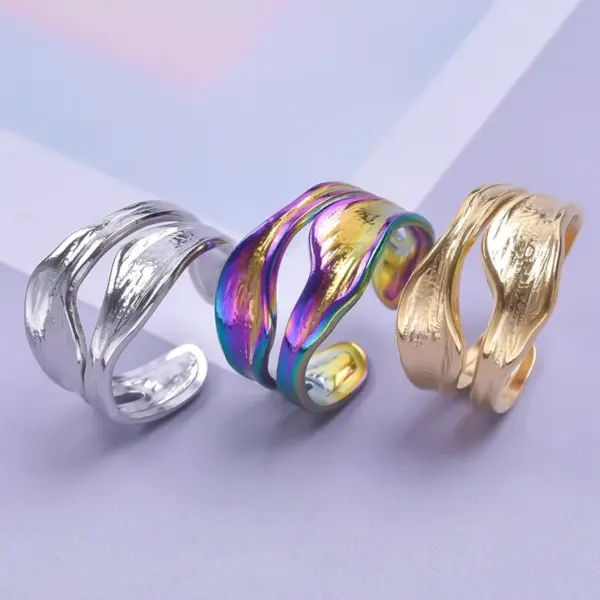 PVD Coated Real Gold Plated 18K Gold Geometric 304 Stainless Steel Simple Style Waterproof Non Tarnish Open Ring