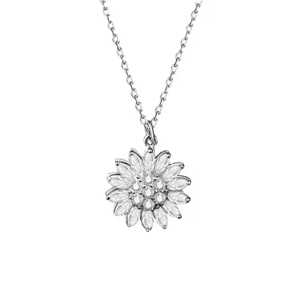 Wholesale Titanium Steel Simple Style Fashion Plating Flowers Flower Zircon Necklace