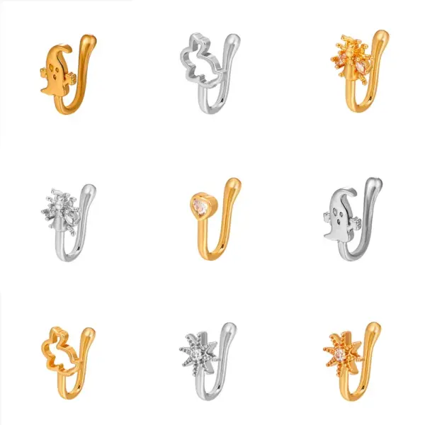 Nose Rings & Studs Retro Fashion U Shape Copper Zircon