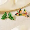 Wholesale 1 Pair Elegant Artistic Streetwear Leaf Asymmetrical Copper Glass Zircon K Gold Plated Rhodium Plated Ear Studs