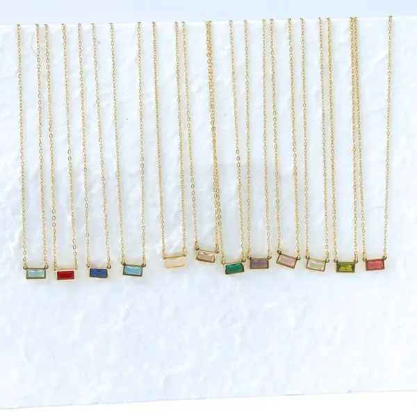 PVD Coated 18K Gold Plated Rectangle 304 Stainless Steel IG Style Modern Style Classic Style Waterproof Non Tarnish 304 Stainless Steel Lobster Trigger Clasp Closure Pendant Necklace