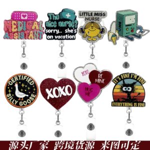 Wholesale Amazon Acrylic Retractable Badge Reel Medical Certificate Easy Pull Buckle Employee Certificate Badge Card Clip Buckle