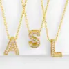 Wholesale Fashion Letter Copper Gold Plated Zircon Necklace